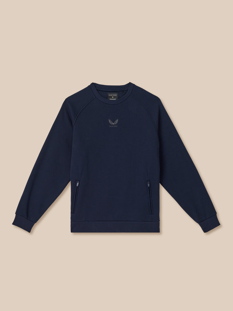 Heren Adapt Katoen Fleece Sweatshirt met Lange Mouwen - Marineblauw