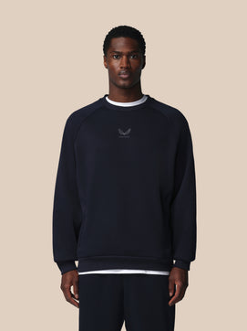 Heren Adapt Katoen Fleece Sweatshirt met Lange Mouwen - Marineblauw