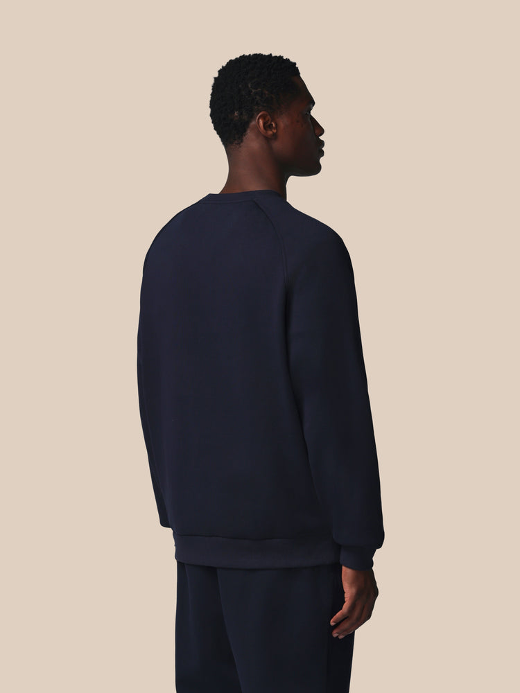 Heren Adapt Katoen Fleece Sweatshirt met Lange Mouwen - Marineblauw