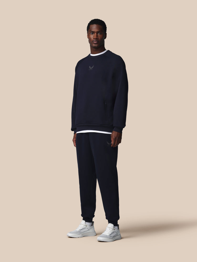 Heren Adapt Katoen Fleece Sweatshirt met Lange Mouwen - Marineblauw