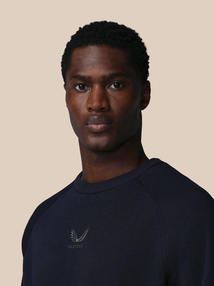 Heren Adapt Katoen Fleece Sweatshirt met Lange Mouwen - Marineblauw