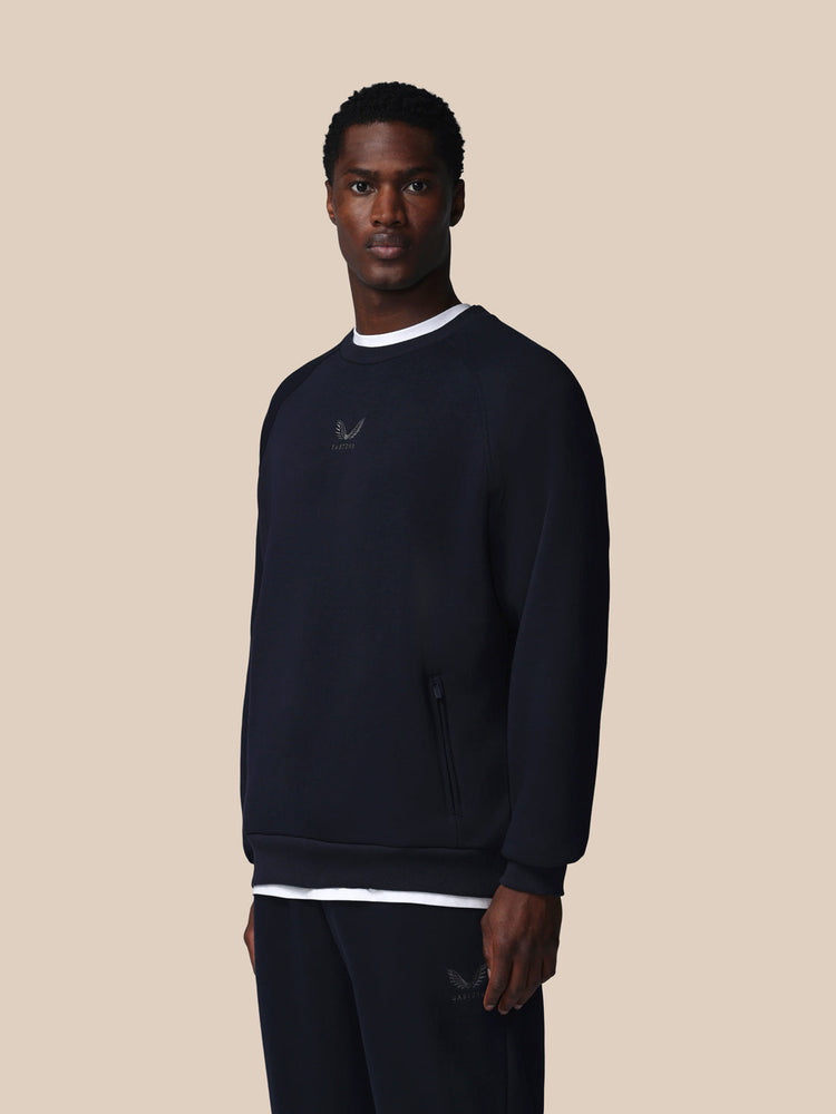 Heren Adapt Katoen Fleece Sweatshirt met Lange Mouwen - Marineblauw