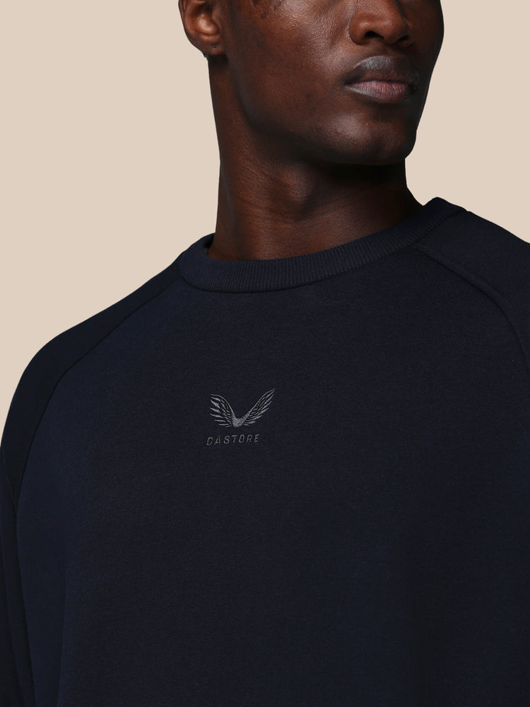 Heren Adapt Katoen Fleece Sweatshirt met Lange Mouwen - Marineblauw