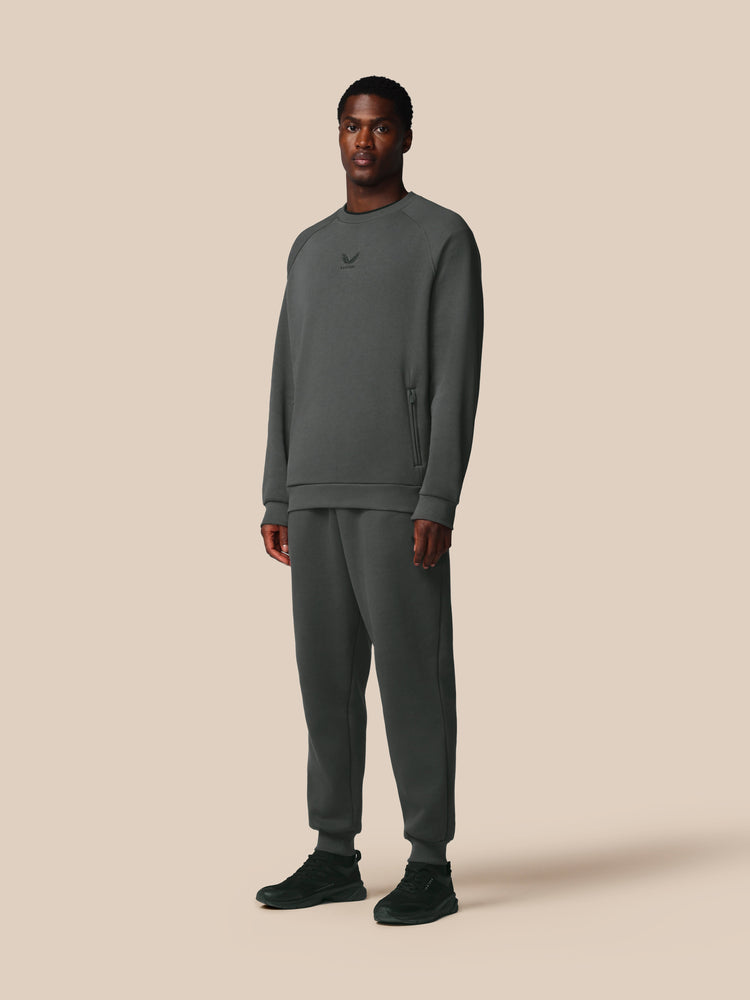 Heren Adapt Katoen Fleece Sweatshirt met Lange Mouwen - Gunmetal