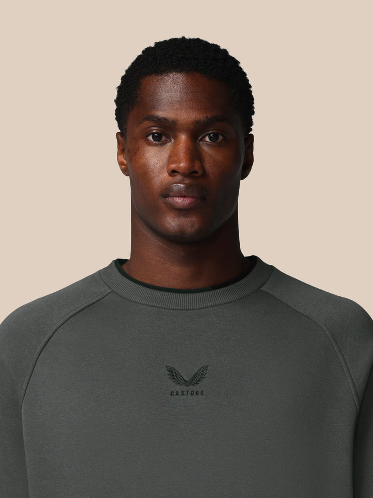 Heren Adapt Katoen Fleece Sweatshirt met Lange Mouwen - Gunmetal