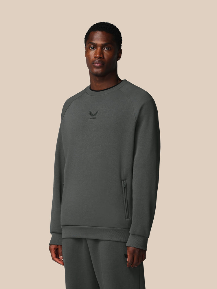 Heren Adapt Katoen Fleece Sweatshirt met Lange Mouwen - Gunmetal