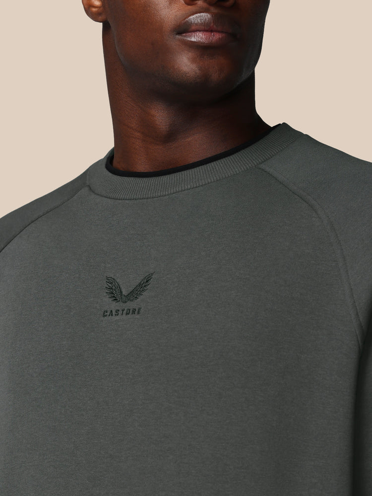 Heren Adapt Katoen Fleece Sweatshirt met Lange Mouwen - Gunmetal