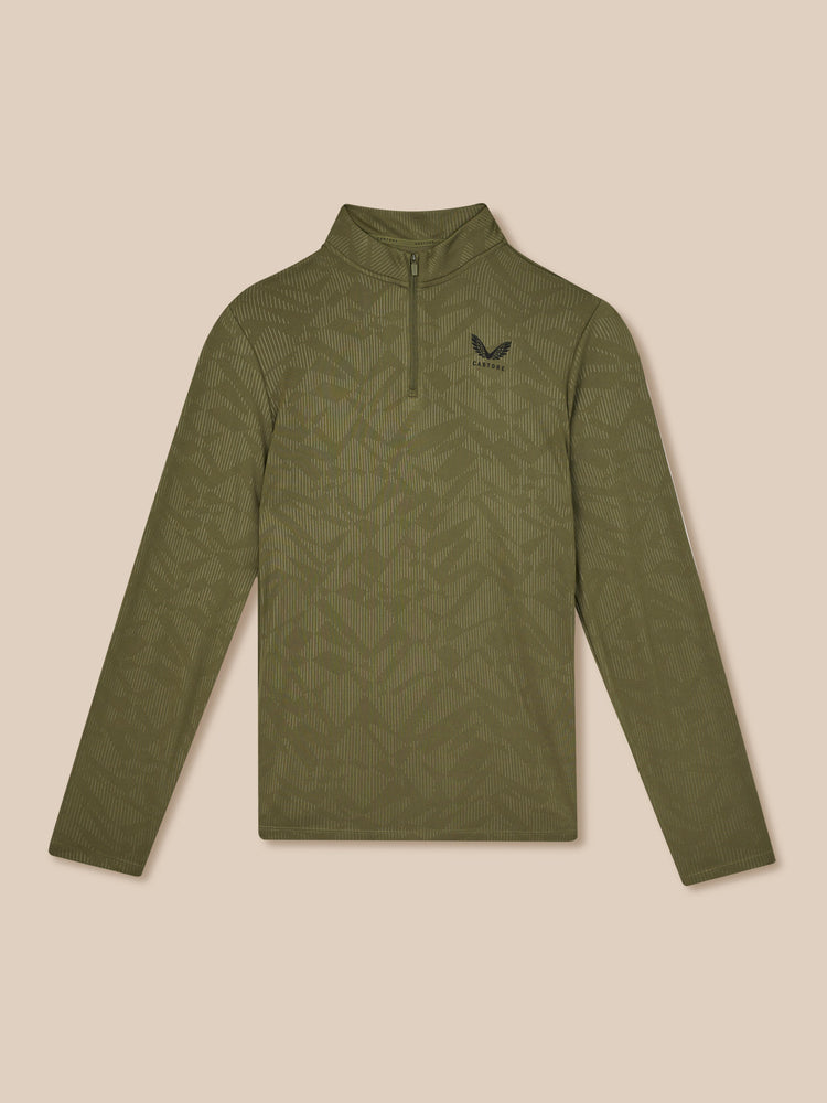 Heren Adapt All-Over Print Kwartrits Top met Lange Mouwen - Ivy Groen