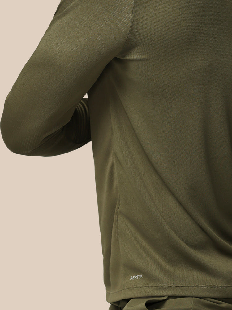 Heren Adapt All-Over Print Kwartrits Top met Lange Mouwen - Ivy Groen