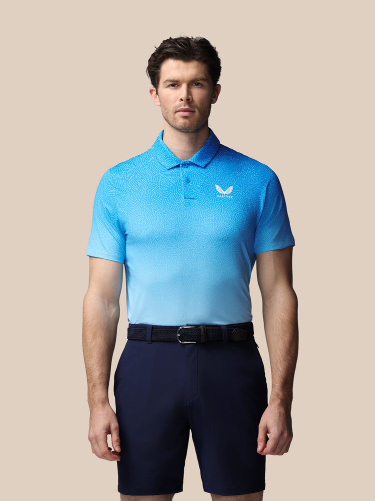 Heren Golf Map Geprinte Polo - Blauw
