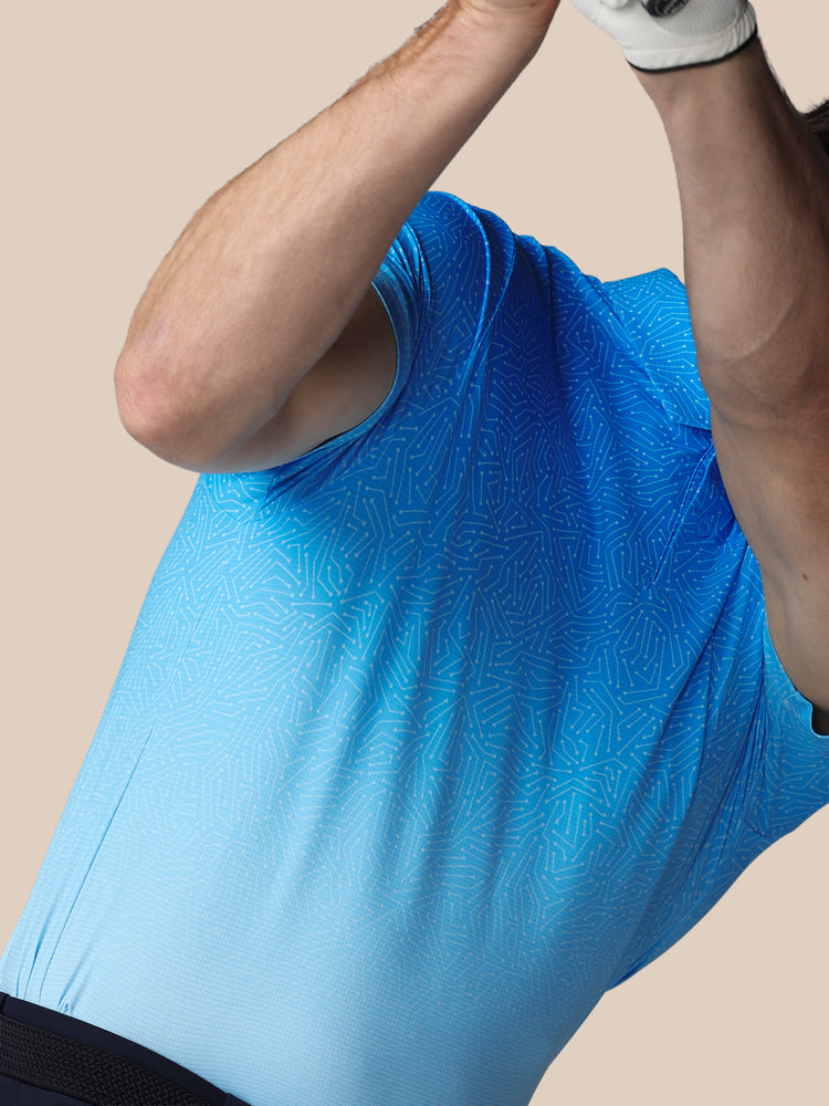 Heren Golf Map Geprinte Polo - Blauw
