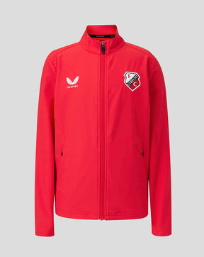 Red FC Utrecht junior matchday jacket full front with crest on left chest and Castore logo on right chest.