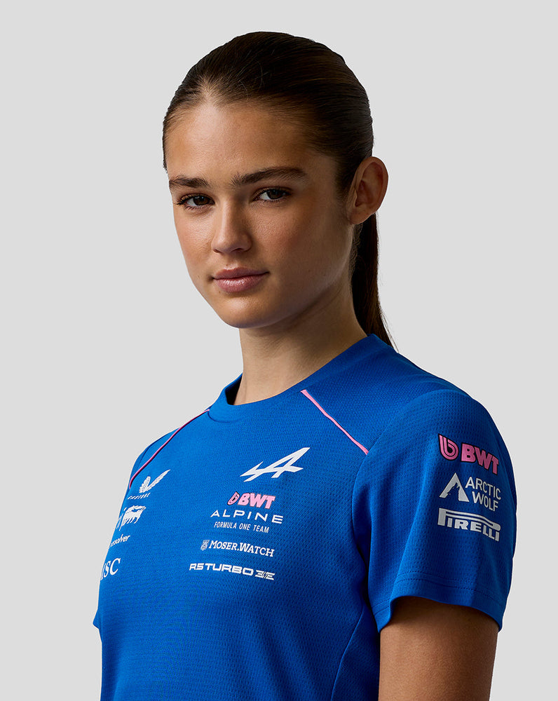 Officieel Dames Gepersonaliseerd BWT Alpine Formula One Team Set Up T-Shirt