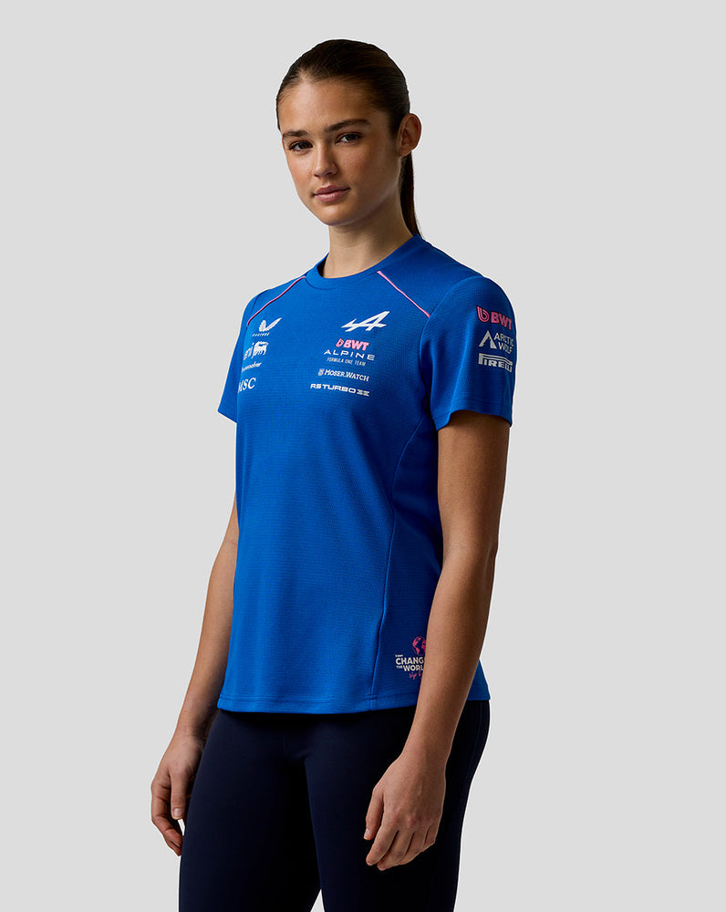 Officieel Dames Gepersonaliseerd BWT Alpine Formula One Team Set Up T-Shirt