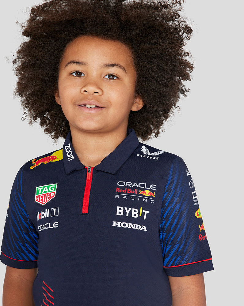 Junior Oracle Red Bull Racing Short Sleeve Polo Shirt - Night Sky