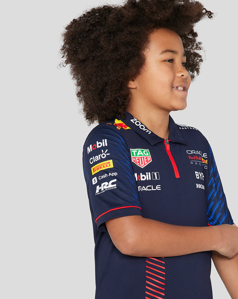 Junior Oracle Red Bull Racing Short Sleeve Polo Shirt - Night Sky