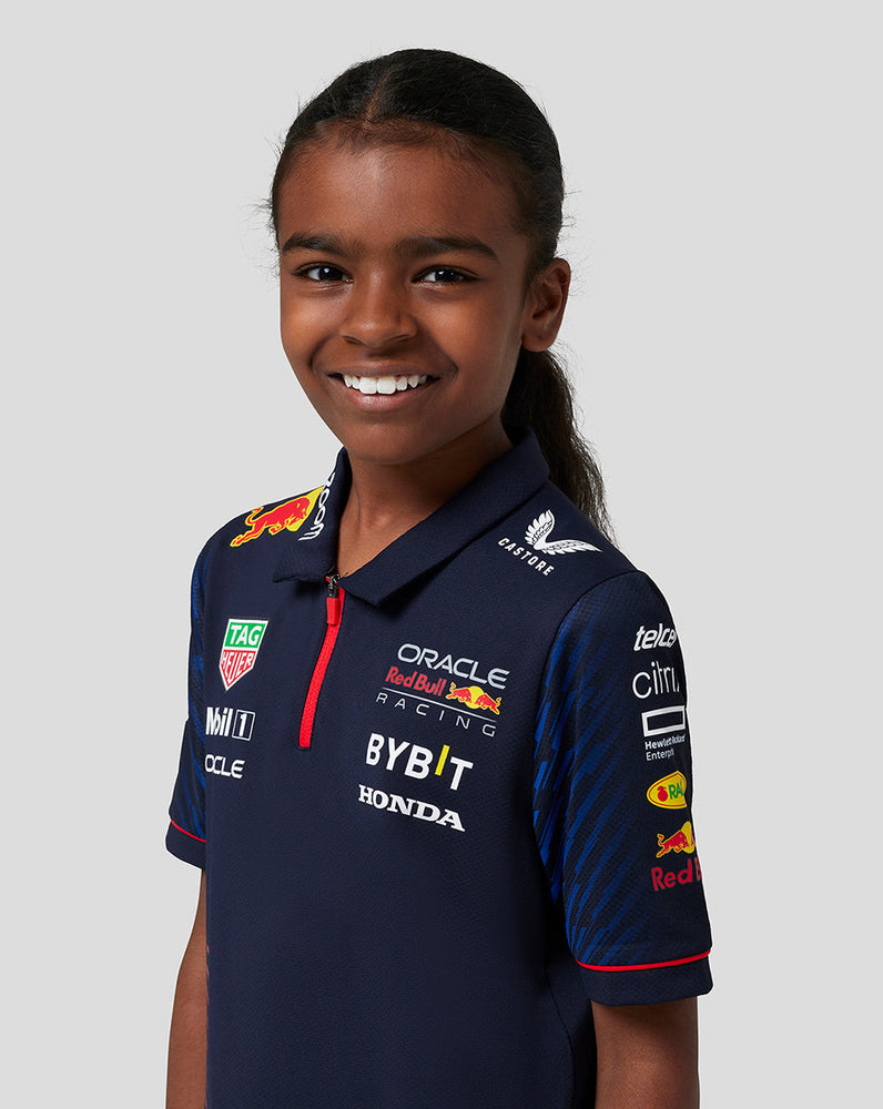 Junior Oracle Red Bull Racing Short Sleeve Polo Shirt - Night Sky