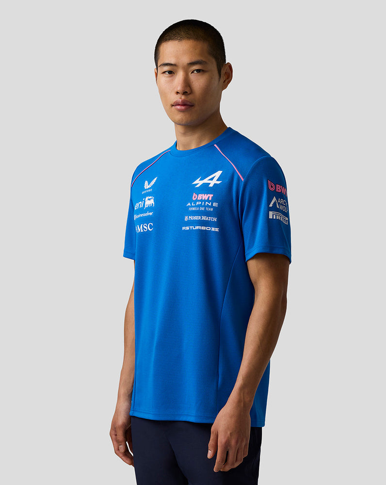 Officieel Heren Gepersonaliseerd BWT Alpine Formula One Team Set Up T-Shirt