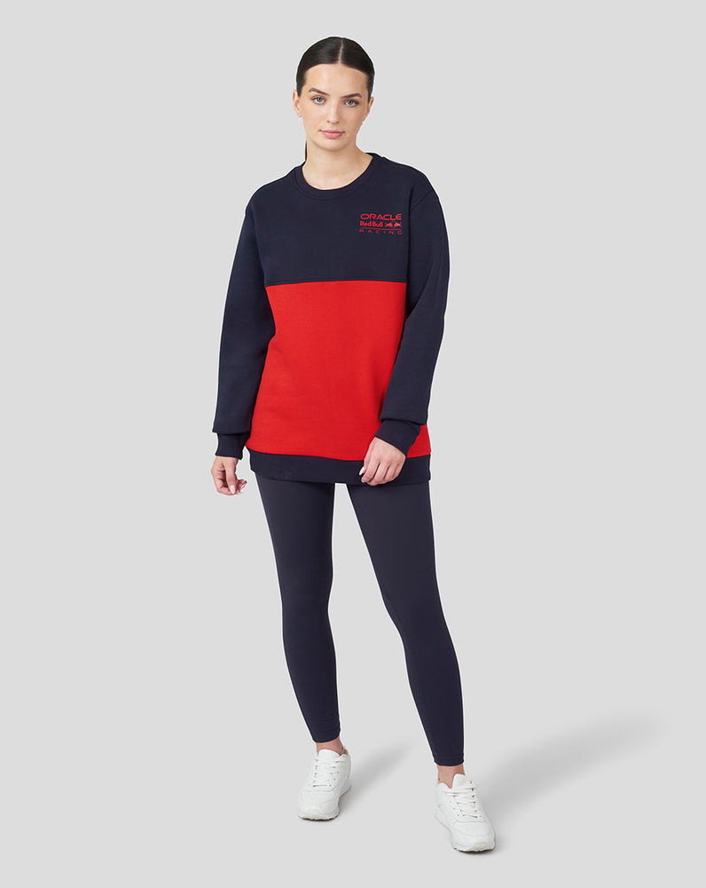 ORACLE RED BULL RACING UNISEX COLOUR BLOCK CREW SWEAT - NIGHT SKY/FLAME SCARLET
